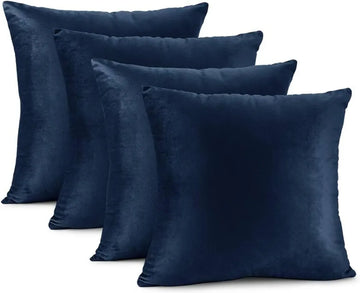 Navy Blue - Plush Velvet Pillow Covers (18x18) – Ultra-Soft & Cozy , Perfect for Living Room, Bedroom and Outdoor. (Pack of 4 )
