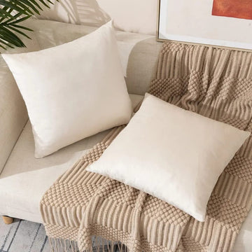 White Plush Velvet Pillow Covers (18x18) – Ultra-Soft & Cozy , Perfect for Living Room, Bedroom and Outdoor. ( Pack of 2 )