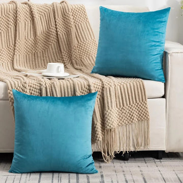 Teal Blue Plush Velvet Pillow Covers (18x18) – Ultra-Soft & Cozy , Perfect for Living Room, Bedroom and Outdoor .( Pack of 2 )