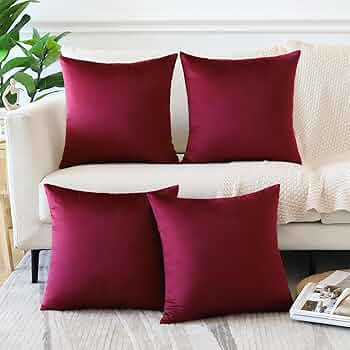 Red Velvet Plush Velvet Pillow Covers (18x18) – Ultra-Soft & Cozy , Perfect for Living Room, Bedroom and Outdoor . ( Pack of 4 )