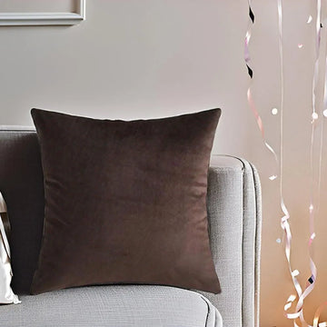 Dark Chocolate - Velvet Pillow Covers ( Pack Of 4 )