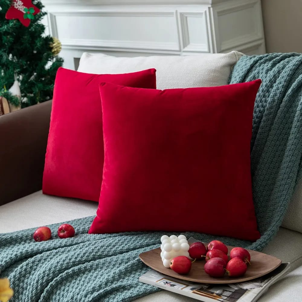 Red Velvet Pillow Covers – Pack of 2
