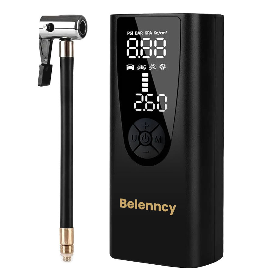 Belenncy P005 Portable Air Compressor – Digital Tire Inflator with LED Light