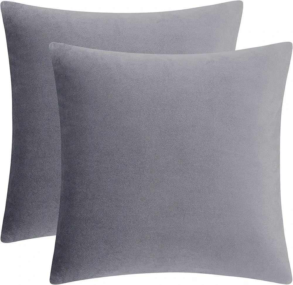 Slate Grey - Plush Velvet Pillow Covers (18x18) – Ultra-Soft & Cozy , Perfect for Living Room, Bedroom and Outdoor . ( Pack of 2 )